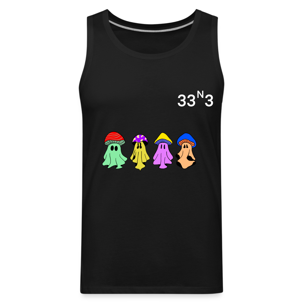 Mushi Mushroom Crew Tank White Lettering - black