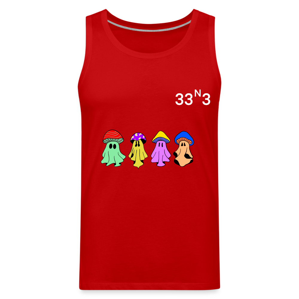 Mushi Mushroom Crew Tank White Lettering - red