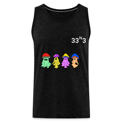 Mushi Mushroom Crew Tank White Lettering - charcoal grey