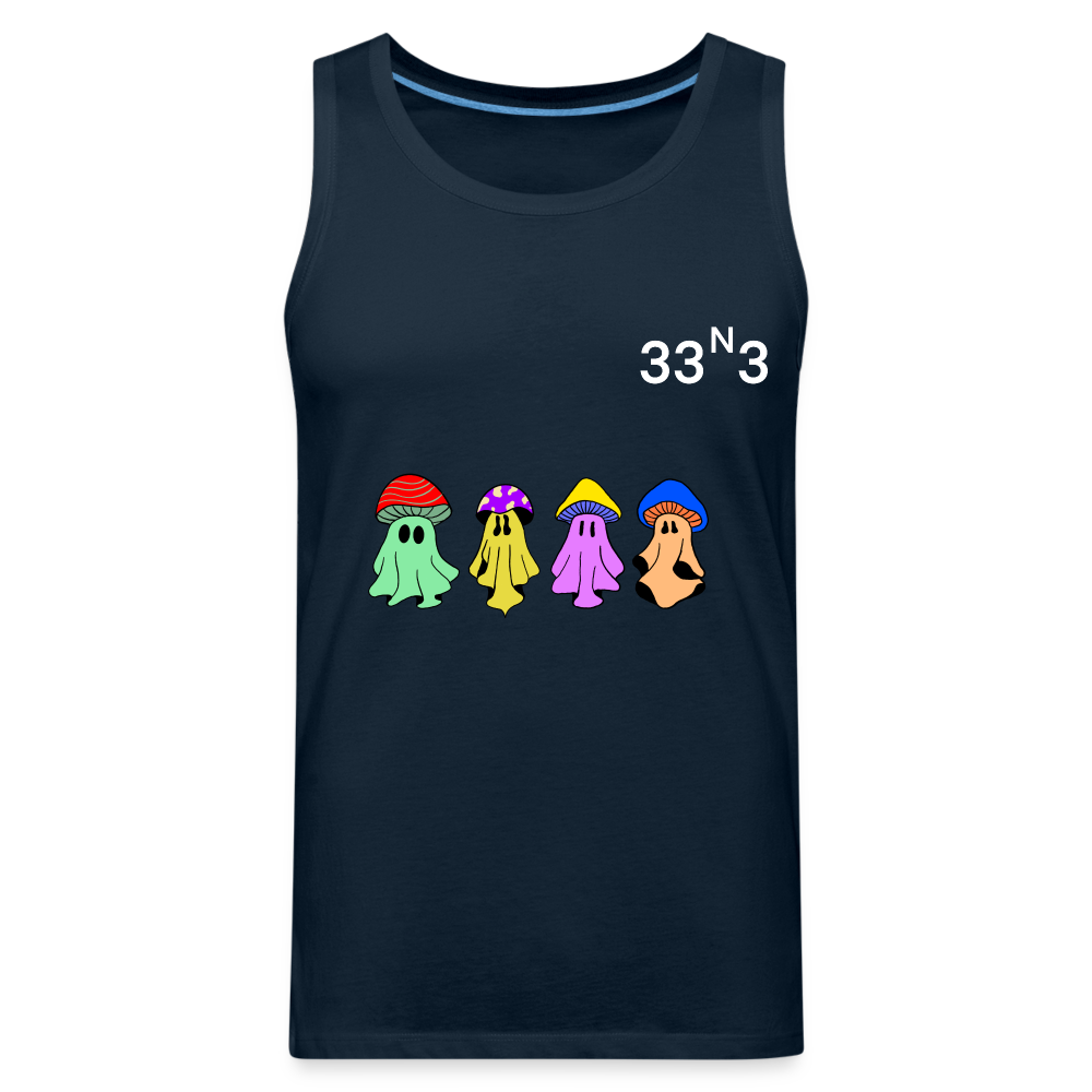 Mushi Mushroom Crew Tank White Lettering - deep navy