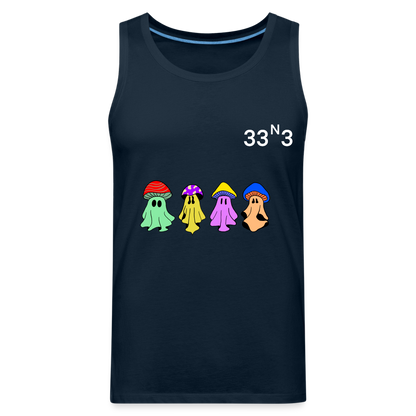 Mushi Mushroom Crew Tank White Lettering - deep navy